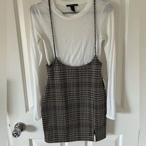 Plaid suspender skirt
